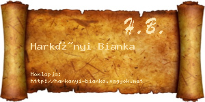Harkányi Bianka névjegykártya